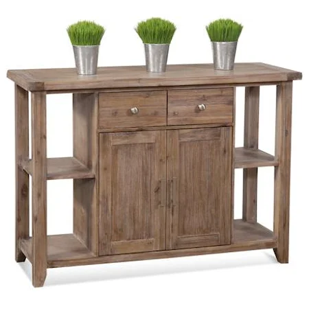 Casual Weathered 2 Drawer 2 Door 2 Shelf Dining Server